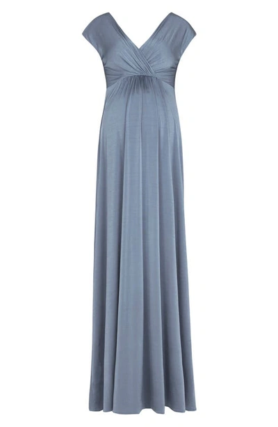 Tiffany Rose Maternity Francesca Short-sleeve Maxi Dress In Blue