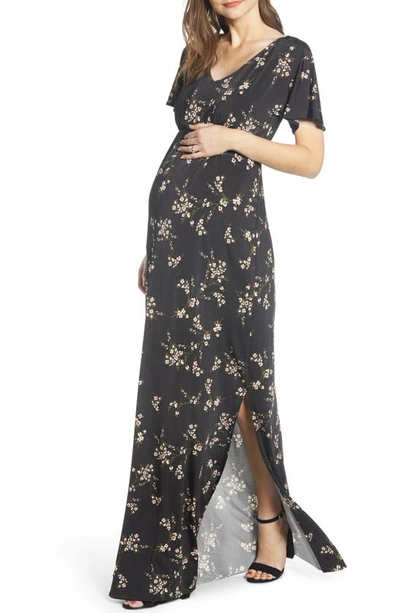 Tiffany Rose Floral Maternity Maxi Dress In Black