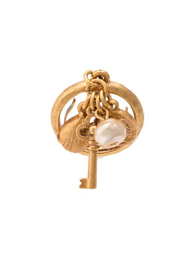 Oscar De La Renta Key Ring With Pearl Embellishment In Gold