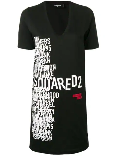 Dsquared2 Graphic Print T-shirt Dress In Black