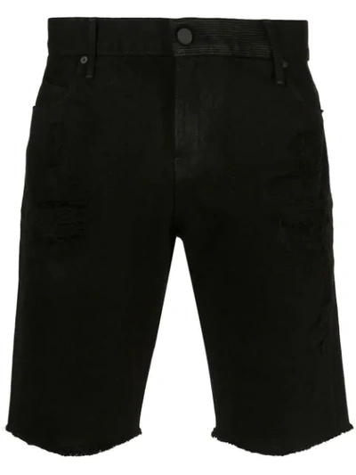 Rta Coated Ripped Shorts In Black