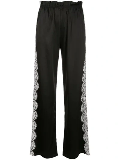 Icons Camelia Lace Stripe Trousers In Black