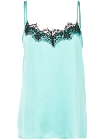 Icons Lace Trim Slip Top In Blue