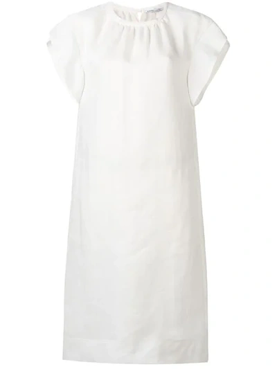 Agnona Round Neck Linen Dress In White