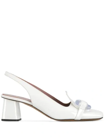 Rayne Patent Slingback Pumps In White