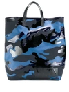 Valentino Garavani Vltn Camouflage Tote In Blue