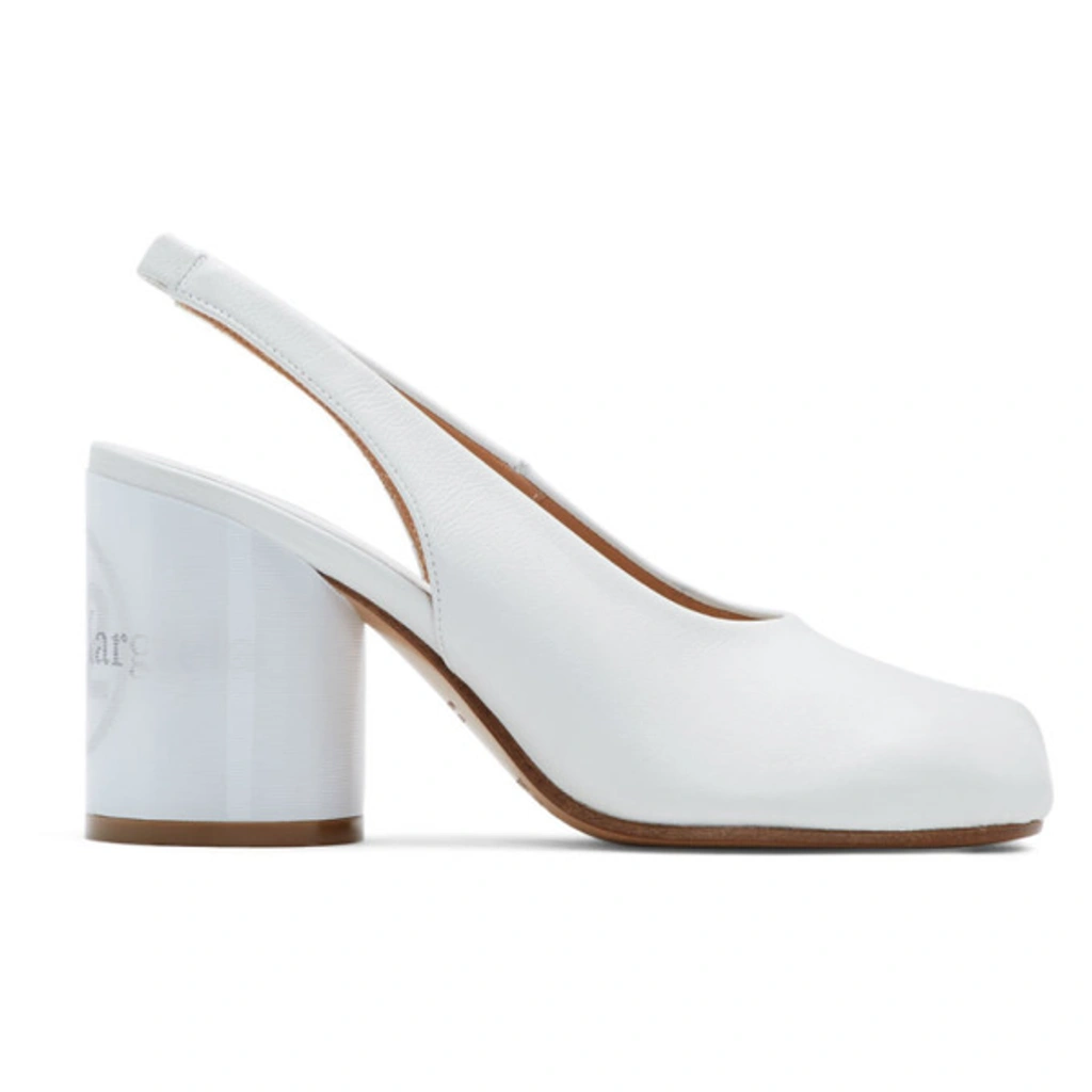 Maison Margiela White Hologram Tabi Slingback Heels | ModeSens Maison Margiela White Hologram Tabi Slingback Heels | ModeSens