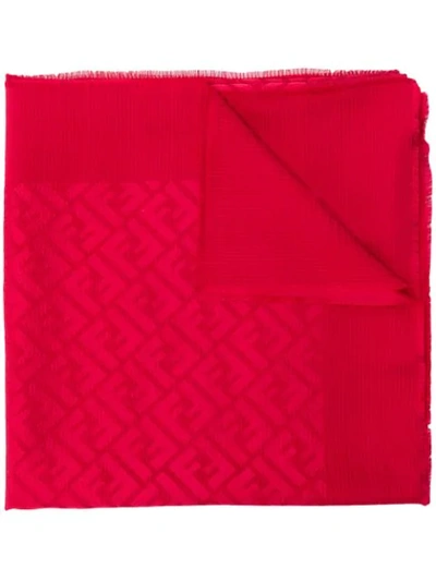 Fendi Logo Scarf In Red