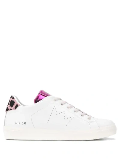 Leather Crown Metallic Detail Sneakers In White
