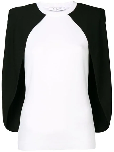 Givenchy Two Tone Cape Blouse In White