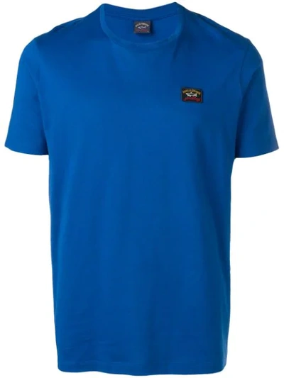 Paul & Shark Blue Logo Cotton T-shirt In Bright Blue