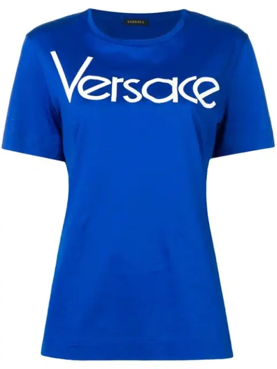 Versace Vintage Logo Print T In Blue