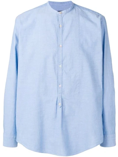 The Gigi Mandarin Collar Shirt In Blue