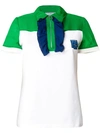 Prada Ruffle Colour Block Polo Shirt In White