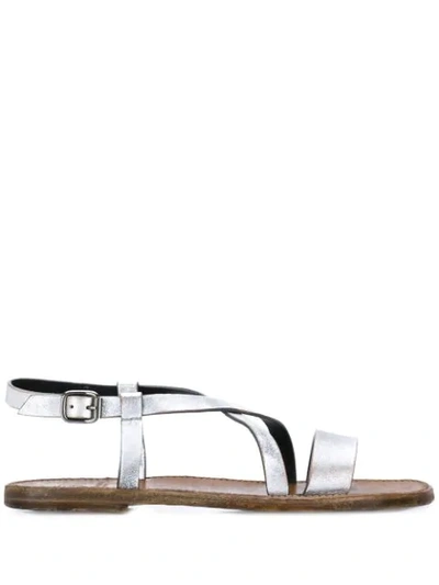 Silvano Sassetti Flat Strappy Sandals In Silver