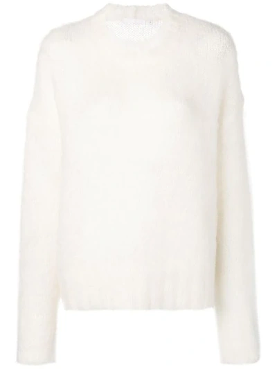 Helmut Lang Furry Knit Jumper In White