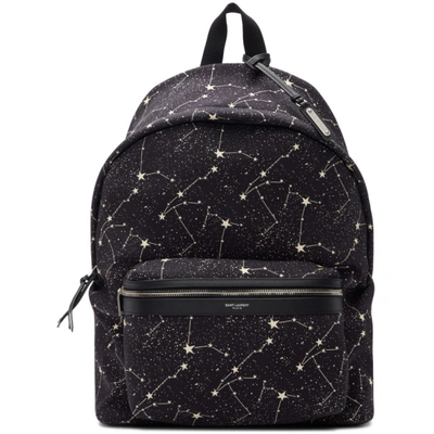 Saint Laurent Black Constellation City Backpack In 1007 Blk/cr
