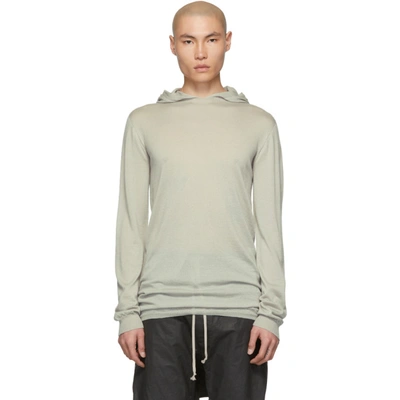 Rick Owens Grey Cashmere Long Sleeve Hoodie In 61 Oyster