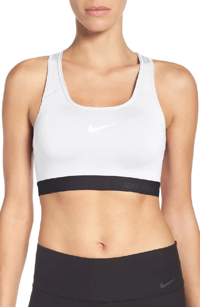 Nike 'pro Classic' Dri-fit Padded Sports Bra In White/ Black/ Black
