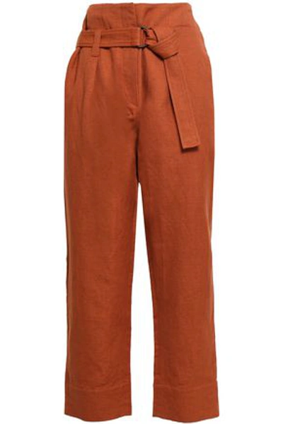 Brunello Cucinelli Woman Cotton And Linen-blend Straight-leg Pants Tan