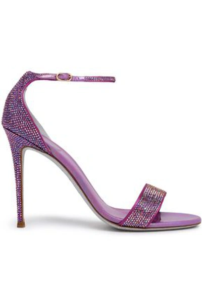 René Caovilla Swarovski Crystal-embellished Satin Sandals In Violet