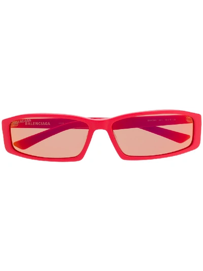 Balenciaga Narrow Square Frame Sunglasses In 红色
