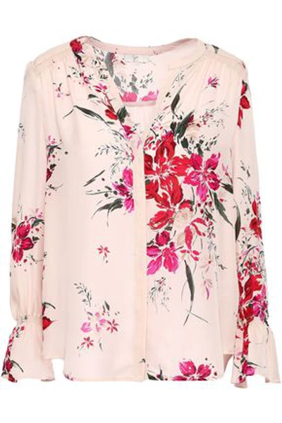 Joie Woman Keno Floral-print Washed-silk Top Blush