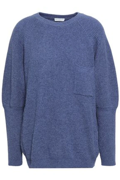 Brunello Cucinelli Woman Ribbed Cashmere Sweater Indigo