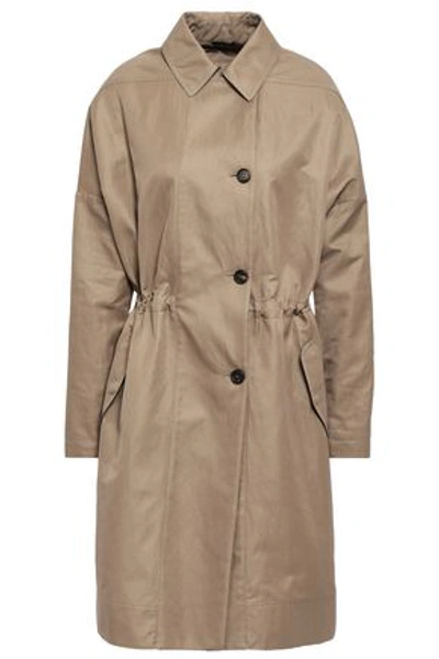 Brunello Cucinelli Cotton And Ramie-blend Gabardine Trench Coat In Sand