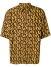 Fendi Allover Printed Bowling Shirt In Brown