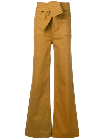 Ulla Johnson Flared Wade Trousers In Brown