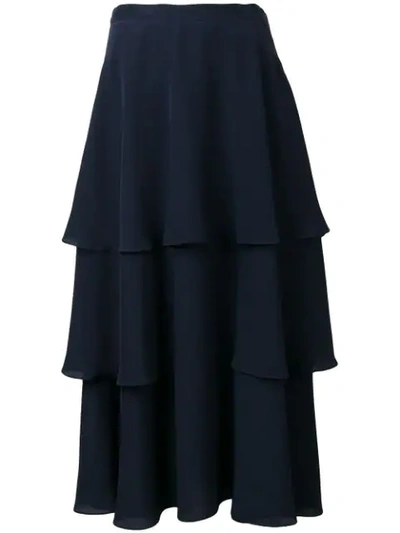 Stella Mccartney Soft Frill Tiered Skirt In Blue