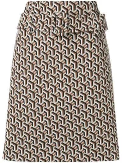 Prada Technical Jacquard Skirt In Neutrals