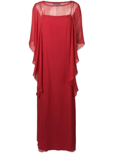 Alberta Ferretti Ruffled Maxi Dress In Red