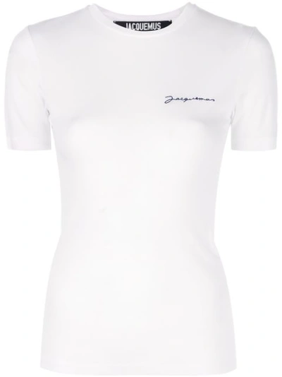 Jacquemus Le T-shirt Embroidered Logo Tee In Off White