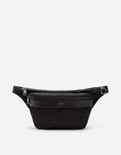 Dolce & Gabbana Sicilia Dna Nylon Belt Bag With Rubberized Logo