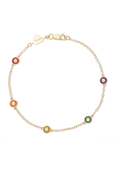 Alison Lou 14-karat Gold, Diamond And Enamel Bracelet