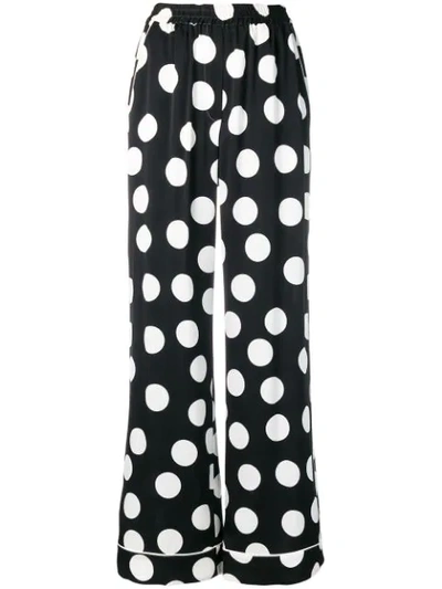 Dolce & Gabbana Polka-dot Silk-blend Satin Wide-leg Pants In Black