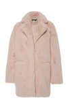 Apparis Sophie Collared Faux Fur Coat In Light Pink