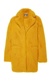 Apparis Sophie Collared Faux Fur Coat In Yellow