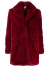 Apparis Sophie Collared Faux Fur Coat In Red