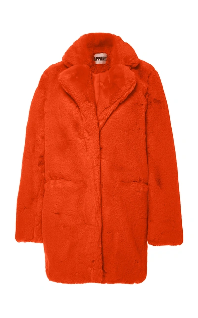 Apparis Sophie Collared Faux Fur Coat In Orange