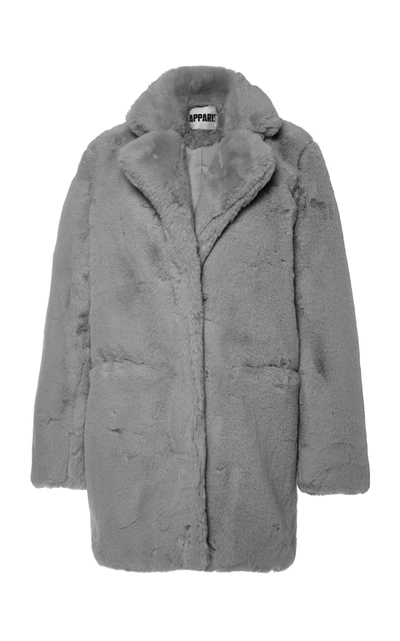 Apparis Sophie Collared Faux Fur Coat In Grey