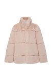 Apparis Sarah Collared Paneled Faux Fur Jacket In Pink