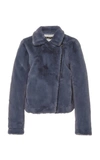 Apparis Tukio Collared Faux Fur Bomber Jacket In Blue