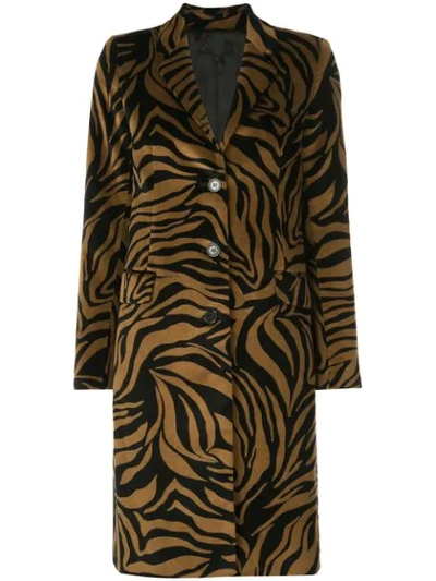 Nili Lotan Rosalin Zebra-print Cotton-velvet Coat In Brown