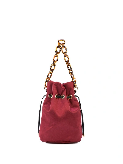 Edie Parker Shorty Small Satin Bucket Bag In Red
