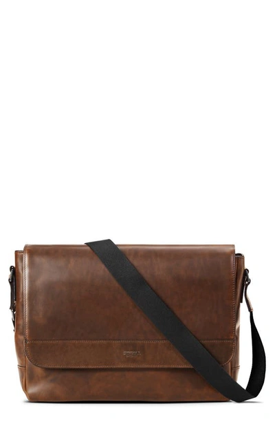 Shinola Men's Slim Navigator Leather Messenger Bag In Medium Brown