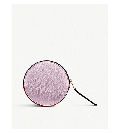Smythson Wigmore Metallic-leather Round Coin Purse In Pink
