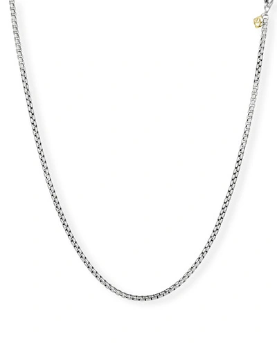 David Yurman Medium Box Chain Necklace With An Accent Of 14k Yellow Gold/3.6mm In Silver Gold